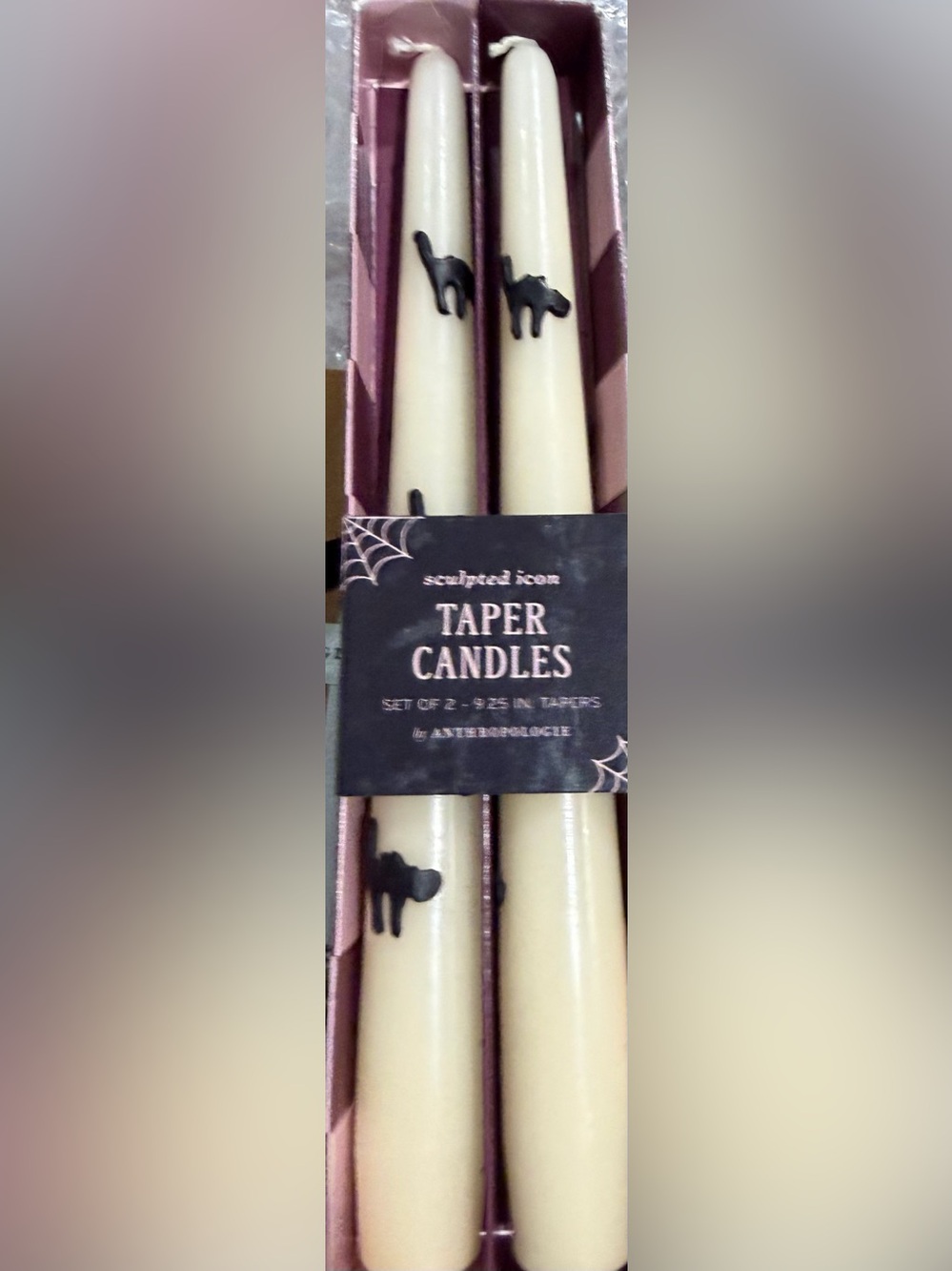 ANTHROPOLOGIE NWT 2pc Halloween icon taper candles -black cat - Picture 7 of 7